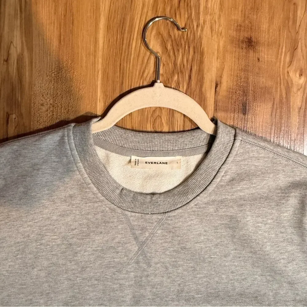 Everlane Organic Cotton Sweatshirt Off Duty Crewneck Size L Heather Gray